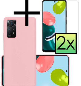 NoXx NoXx Xiaomi Redmi Note 11 Hoesje Siliconen Met 2x Screenprotector - Lichtroze
