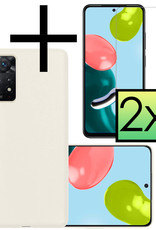 NoXx Xiaomi Redmi Note 11 Hoesje Back Cover Siliconen Case Hoes Met 2x Screenprotector - Wit