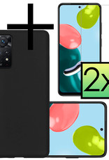 NoXx Hoes Geschikt voor Xiaomi Redmi Note 11 Hoesje Cover Siliconen Back Case Hoes Met 2x Screenprotector - Zwart