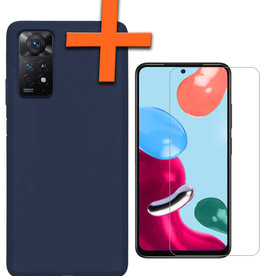 Nomfy Nomfy Xiaomi Redmi Note 11 Hoesje Siliconen Met Screenprotector - Donkerblauw
