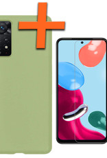 Nomfy Hoesje Geschikt voor Xiaomi Redmi Note 11 Hoesje Siliconen Cover Case Met Screenprotector - Hoes Geschikt voor Xiaomi Redmi Note 11 Hoes Back Case - Groen