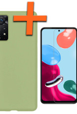 Nomfy Xiaomi Redmi Note 11 Hoesje Siliconen Case Back Cover Met Screenprotector - Xiaomi Redmi Note 11 Hoes Cover Silicone - Groen