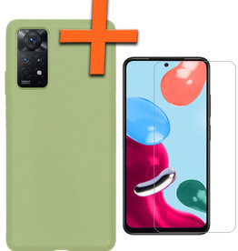 Nomfy Nomfy Xiaomi Redmi Note 11 Hoesje Siliconen Met Screenprotector - Groen