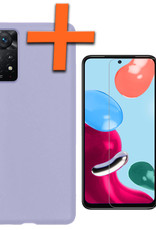 Nomfy Hoesje Geschikt voor Xiaomi Redmi Note 11 Hoesje Siliconen Cover Case Met Screenprotector - Hoes Geschikt voor Xiaomi Redmi Note 11 Hoes Back Case - Lila