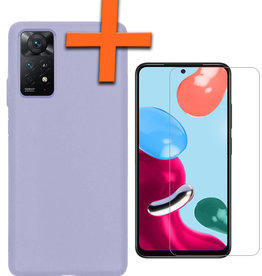 Nomfy Nomfy Xiaomi Redmi Note 11 Hoesje Siliconen Met Screenprotector - Lila