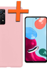 Nomfy Hoesje Geschikt voor Xiaomi Redmi Note 11 Hoesje Siliconen Cover Case Met Screenprotector - Hoes Geschikt voor Xiaomi Redmi Note 11 Hoes Back Case - Lichtroze