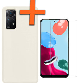 Nomfy Nomfy Xiaomi Redmi Note 11 Hoesje Siliconen Met Screenprotector - Wit