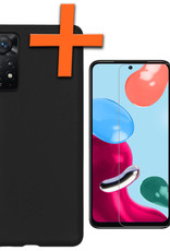Nomfy Hoesje Geschikt voor Xiaomi Redmi Note 11 Hoesje Siliconen Cover Case Met Screenprotector - Hoes Geschikt voor Xiaomi Redmi Note 11 Hoes Back Case - Zwart