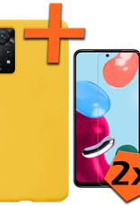 Nomfy Hoesje Geschikt voor Xiaomi Redmi Note 11 Hoesje Siliconen Cover Case Met 2x Screenprotector - Hoes Geschikt voor Xiaomi Redmi Note 11 Hoes Back Case - Geel
