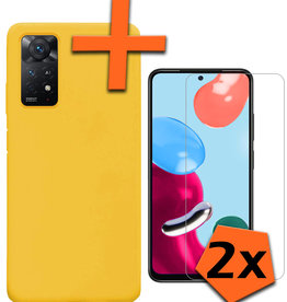 Nomfy Nomfy Xiaomi Redmi Note 11 Hoesje Siliconen Met 2x Screenprotector - Geel