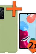 Nomfy Hoesje Geschikt voor Xiaomi Redmi Note 11 Hoesje Siliconen Cover Case Met 2x Screenprotector - Hoes Geschikt voor Xiaomi Redmi Note 11 Hoes Back Case - Groen