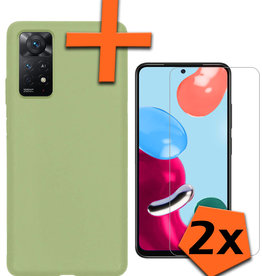 Nomfy Nomfy Xiaomi Redmi Note 11 Hoesje Siliconen Met 2x Screenprotector - Groen