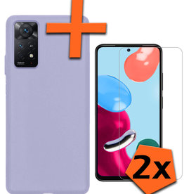 Nomfy Nomfy Xiaomi Redmi Note 11 Hoesje Siliconen Met 2x Screenprotector - Lila