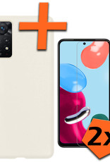 Nomfy Hoesje Geschikt voor Xiaomi Redmi Note 11 Hoesje Siliconen Cover Case Met 2x Screenprotector - Hoes Geschikt voor Xiaomi Redmi Note 11 Hoes Back Case - Wit