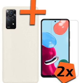 Nomfy Nomfy Xiaomi Redmi Note 11 Hoesje Siliconen Met 2x Screenprotector - Wit