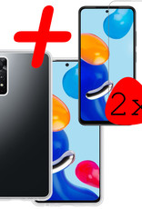 BASEY. Hoes Geschikt voor Xiaomi Redmi Note 11 Pro Hoesje Siliconen Back Cover Case Met 2x Screenprotector - Hoesje Geschikt voor Xiaomi Redmi Note 11 Pro Hoes Cover Hoesje - Transparant