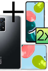 NoXx Hoes Geschikt voor Xiaomi Redmi Note 11 Pro Hoesje Cover Siliconen Back Case Hoes Met 2x Screenprotector - Transparant