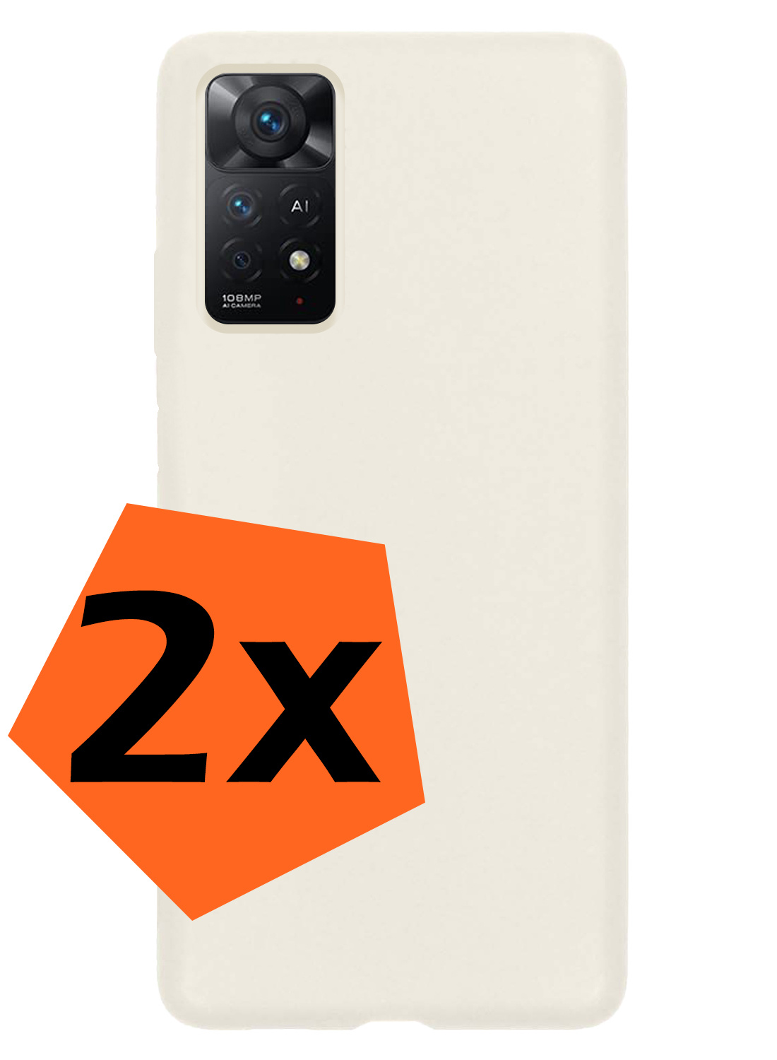 Nomfy Xiaomi Redmi Note 11 Hoesje Siliconen Case Back Cover - Xiaomi Redmi Note 11 Hoes Cover Silicone - Wit - 2X