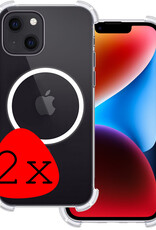 BASEY. Hoes Geschikt voor iPhone 14 Hoesje Magsafe Compatible Shock Proof Case Transparant - Hoesje Geschikt voor iPhone 14 Hoes Magsafe Cover Shockproof - 2 Stuks