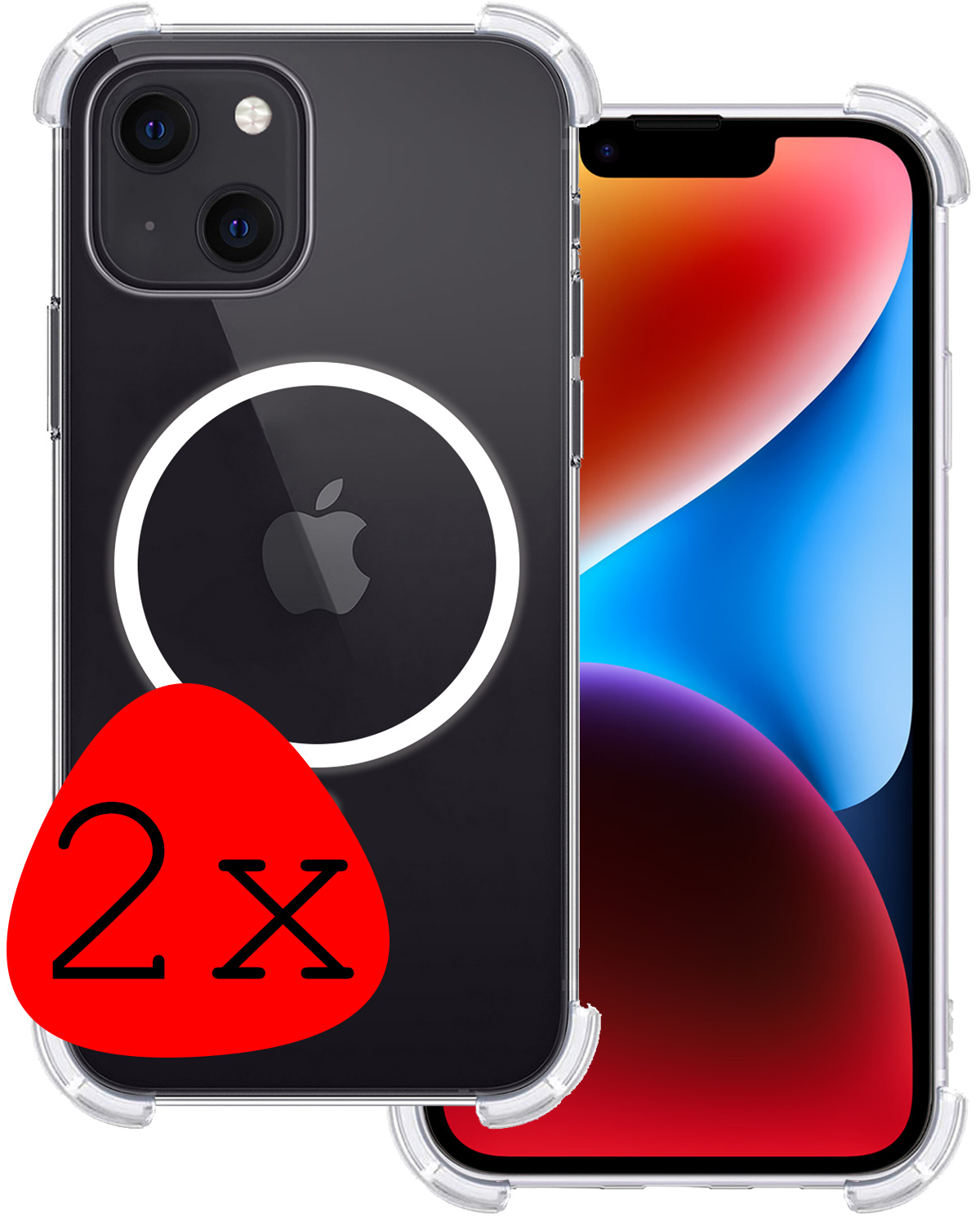 BASEY. Hoes Geschikt voor iPhone 14 Plus Hoesje Magsafe Compatible Shock Proof Case Transparant - Hoesje Geschikt voor iPhone 14 Plus Hoes Magsafe Cover Shockproof - 2 Stuks