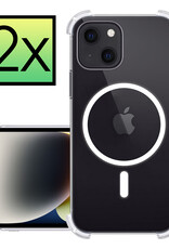NoXx Hoes Geschikt voor iPhone 14 Plus Hoesje Geschikt voor Magsafe Hoesje Cover Shock Proof Case - Transparant - 2x