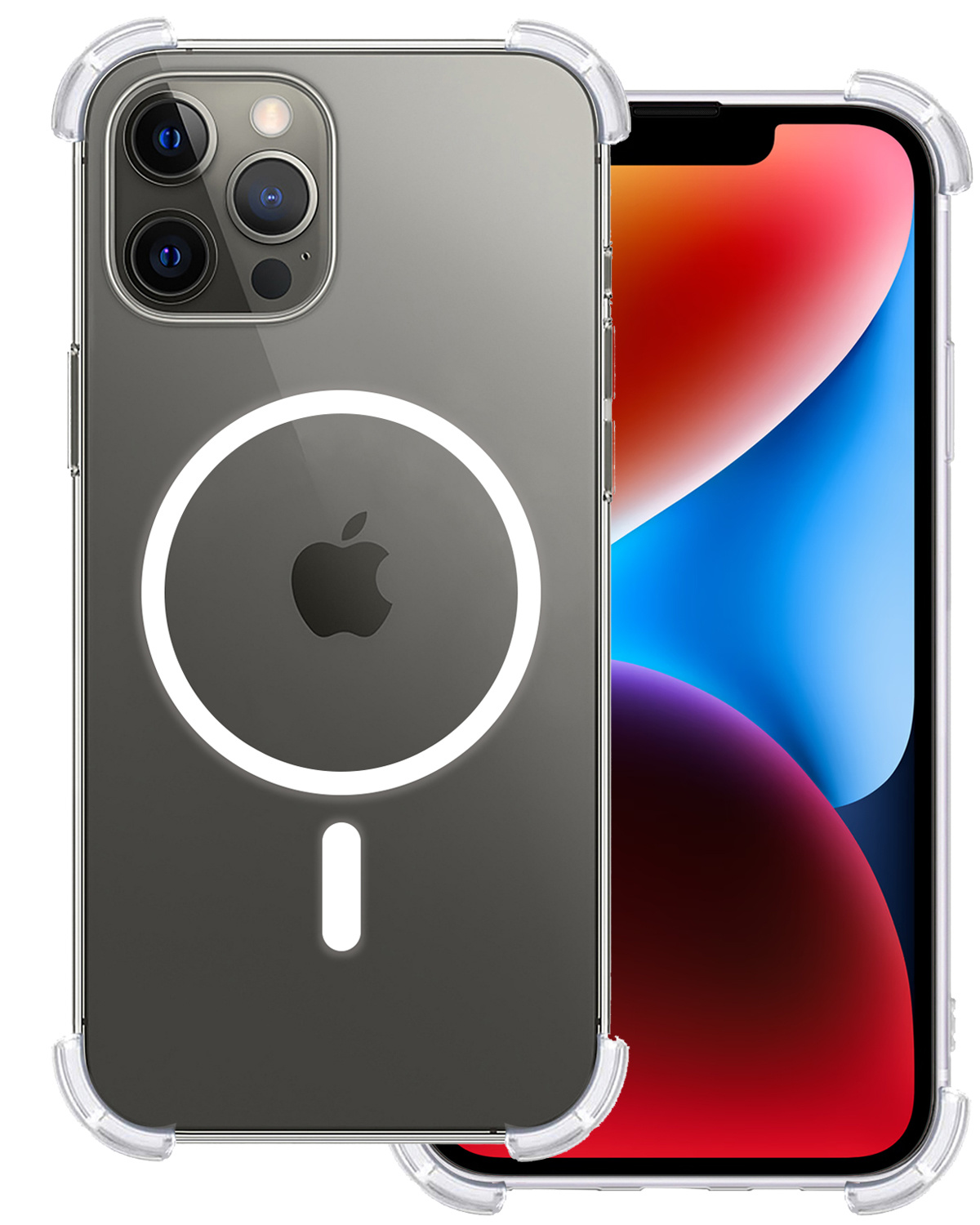 BASEY. Hoes Geschikt voor iPhone 14 Pro Hoesje Magsafe Compatible Shock Proof Case Transparant - Hoesje Geschikt voor iPhone 14 Pro Hoes Magsafe Cover Shockproof