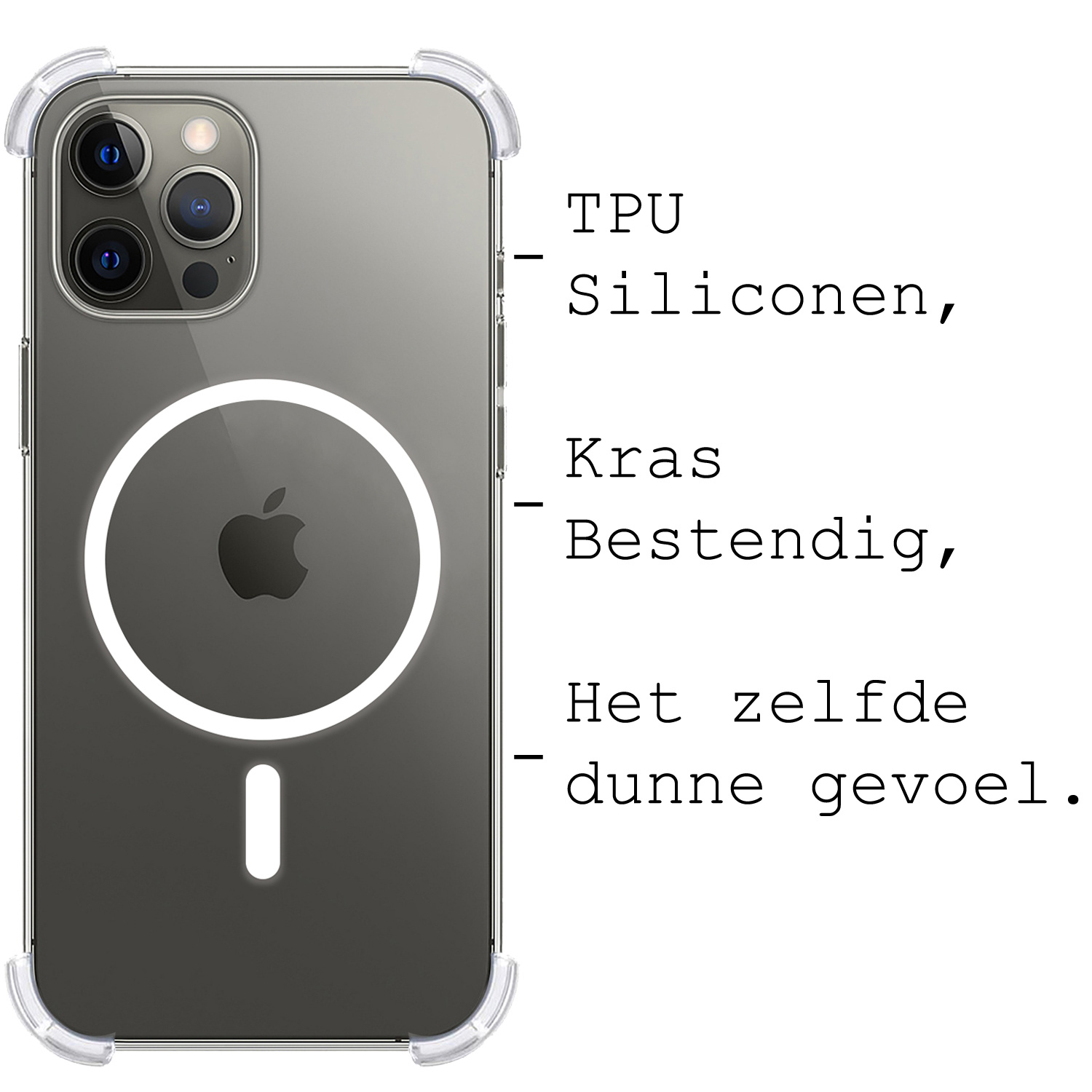 BASEY. Hoes Geschikt voor iPhone 14 Pro Hoesje Magsafe Compatible Shock Proof Case Transparant - Hoesje Geschikt voor iPhone 14 Pro Hoes Magsafe Cover Shockproof