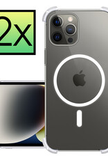 NoXx Hoes Geschikt voor iPhone 14 Pro Hoesje Geschikt voor Magsafe Hoesje Cover Shock Proof Case - Transparant - 2x