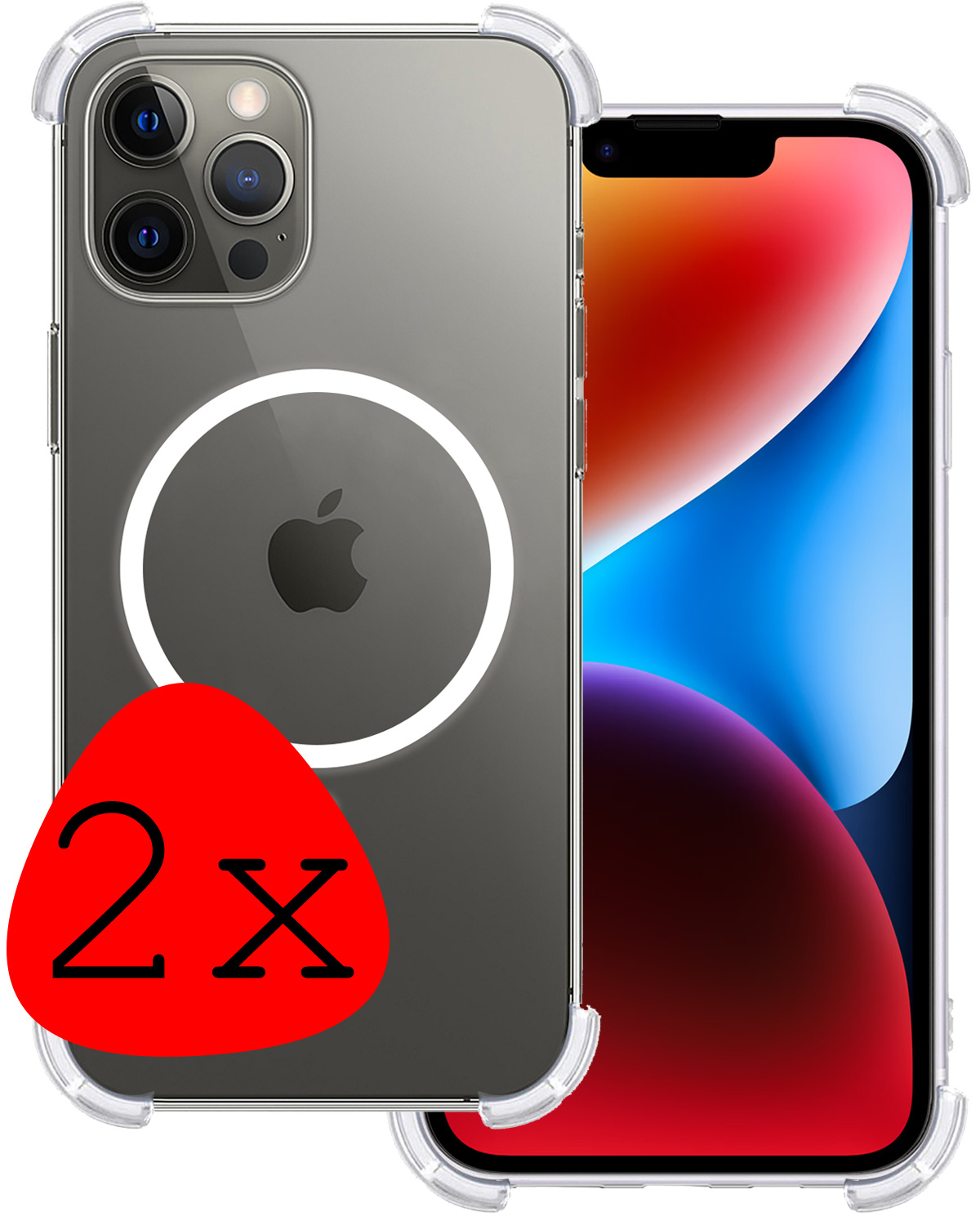 BASEY. Hoes Geschikt voor iPhone 14 Pro Max Hoesje Magsafe Compatible Shock Proof Case Transparant - Hoesje Geschikt voor iPhone 14 Pro Max Hoes Magsafe Cover Shockproof - 2 Stuks