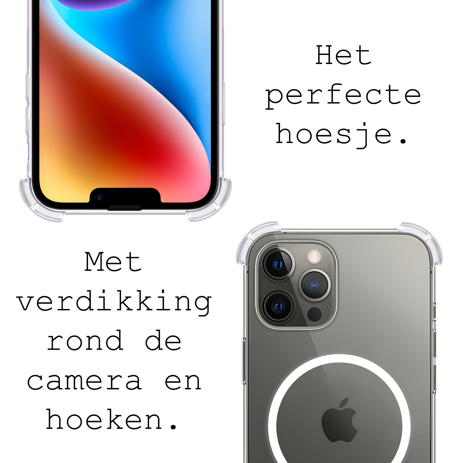 BASEY. Hoes Geschikt voor iPhone 14 Pro Max Hoesje Magsafe Compatible Shock Proof Case Transparant - Hoesje Geschikt voor iPhone 14 Pro Max Hoes Magsafe Cover Shockproof - 2 Stuks