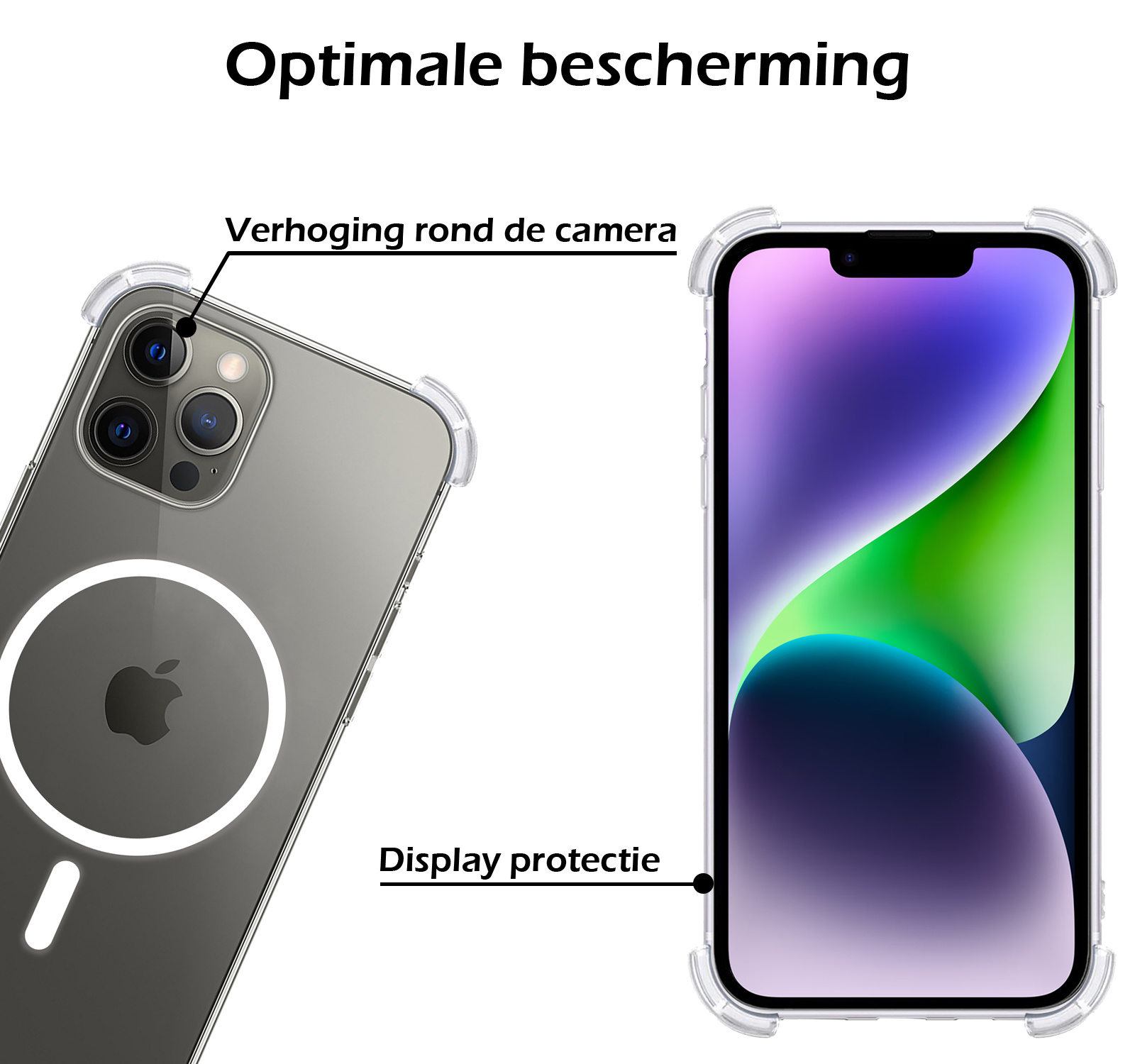 Nomfy Hoesje Geschikt voor iPhone 14 Pro Max Hoes Geschikt voor Magsafe Shock Proof Cover Case Shockproof Transparant - Hoesje Geschikt voor iPhone 14 Pro Max Hoes Back Case Magsafe - 2 PACK