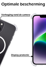 Nomfy Hoesje Geschikt voor iPhone 14 Hoes Geschikt voor Magsafe Shock Proof Cover Case Shockproof Transparant Met 2x Screenprotector - Hoesje Geschikt voor iPhone 14 Hoes Back Case Magsafe