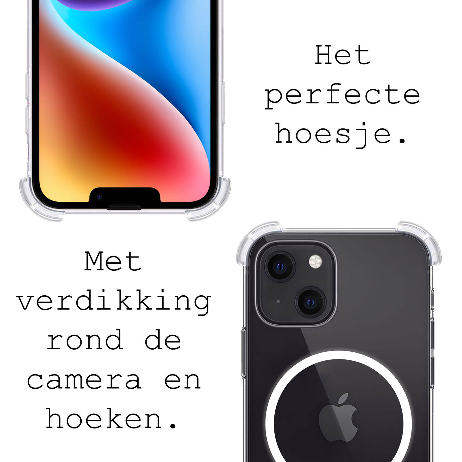 BASEY. Hoes Geschikt voor iPhone 14 Plus Hoesje Magsafe Compatible Shock Proof Case Transparant Met 2x Screenprotector - Hoesje Geschikt voor iPhone 14 Plus Hoes Magsafe Cover Shockproof
