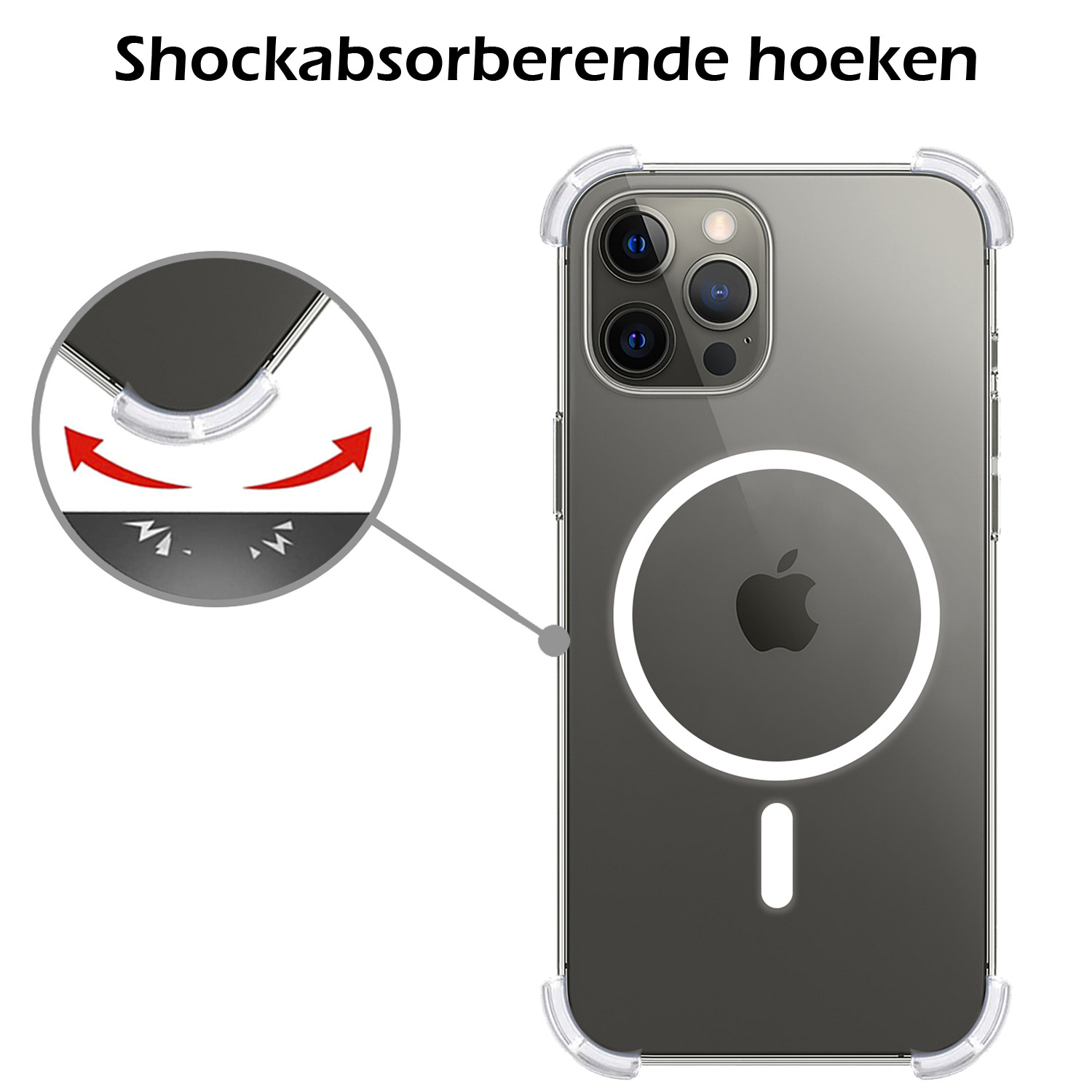 Nomfy Hoesje Geschikt voor iPhone 14 Pro Hoes Magsafe Shock Proof Cover Case Shockproof Transparant - iPhone 14 Pro Hoes Back Case Magsafe - 2X