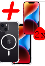 BASEY. Hoes Geschikt voor iPhone 14 Hoesje Magsafe Compatible Shock Proof Case Transparant Met 2x Screenprotector - Hoesje Geschikt voor iPhone 14 Hoes Magsafe Cover Shockproof