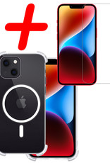 BASEY. Hoes Geschikt voor iPhone 14 Plus Hoesje Magsafe Compatible Shock Proof Case Transparant Met Screenprotector - Hoesje Geschikt voor iPhone 14 Plus Hoes Magsafe Cover Shockproof