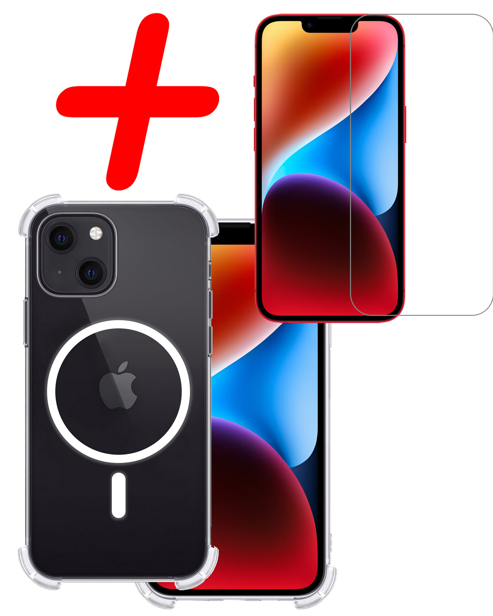 BASEY. Hoes Geschikt voor iPhone 14 Plus Hoesje Magsafe Compatible Shock Proof Case Transparant Met Screenprotector - Hoesje Geschikt voor iPhone 14 Plus Hoes Magsafe Cover Shockproof