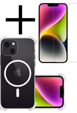 NoXx Hoes Geschikt voor iPhone 14 Plus Hoesje Geschikt voor Magsafe Hoesje Cover Shock Proof Case Met Screenprotector - Transparant