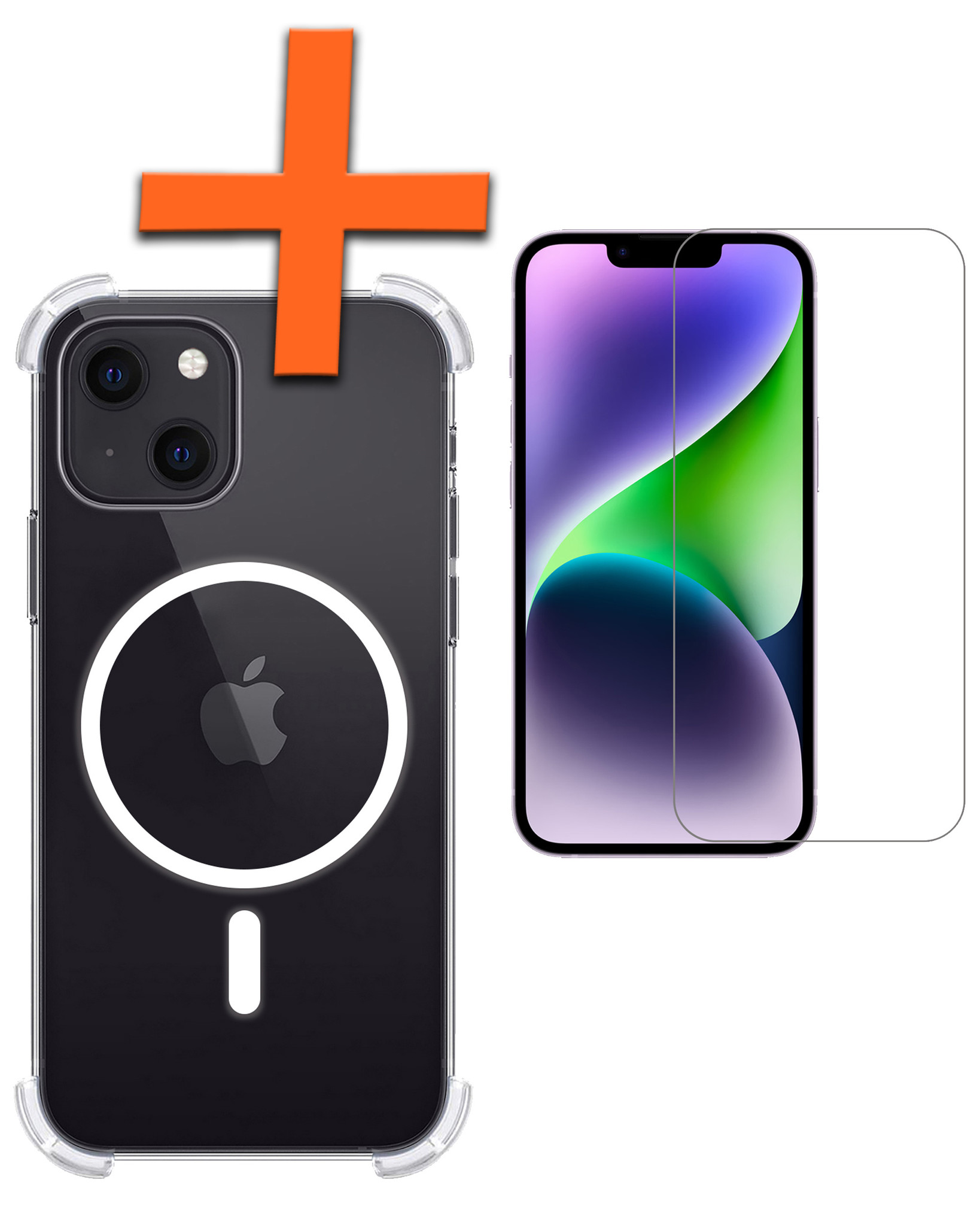 Nomfy Hoesje Geschikt voor iPhone 14 Plus Hoes Geschikt voor Magsafe Shock Proof Cover Case Shockproof Transparant Met Screenprotector - Hoesje Geschikt voor iPhone 14 Plus Hoes Back Case Magsafe