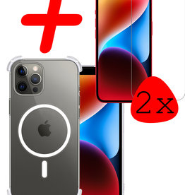 BASEY. BASEY iPhone 14 Pro Magsafe Hoesje Transparant Met 2x Screenprotector