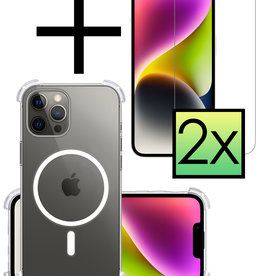 NoXx NoXx iPhone 14 Pro Magsafe Hoesje Transparant Met 2x Screenprotector