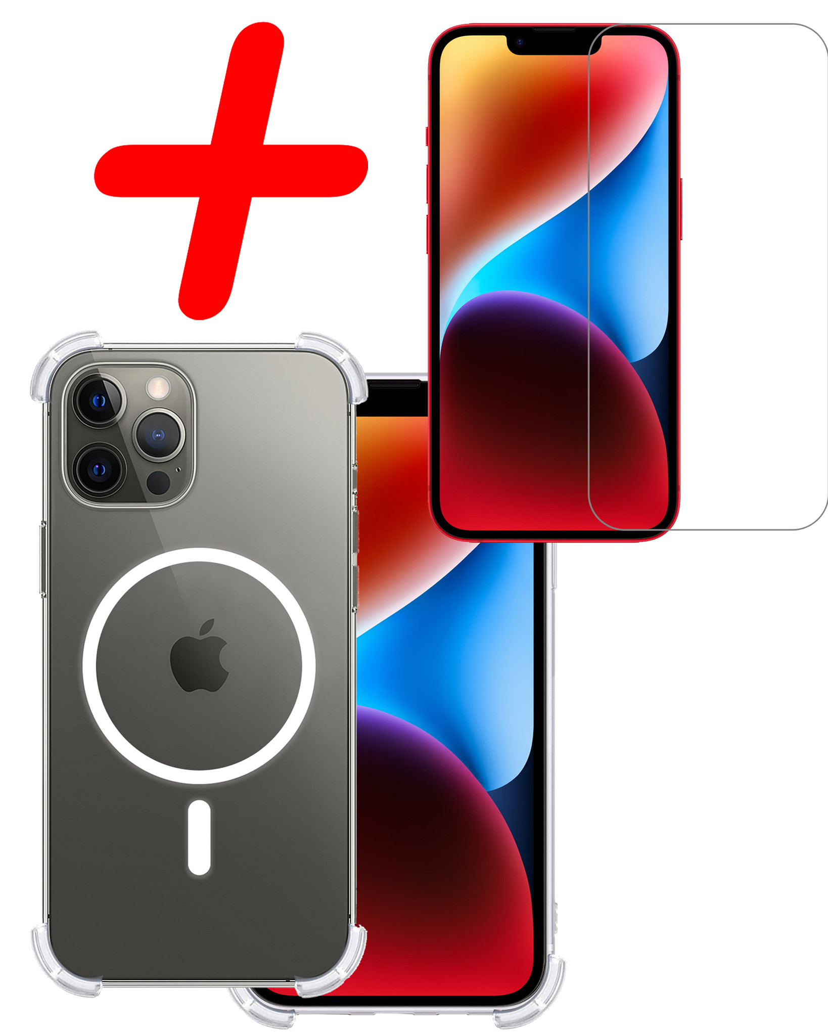 BASEY. Hoes Geschikt voor iPhone 14 Pro Max Hoesje Magsafe Compatible Shock Proof Case Transparant Met Screenprotector - Hoesje Geschikt voor iPhone 14 Pro Max Hoes Magsafe Cover Shockproof
