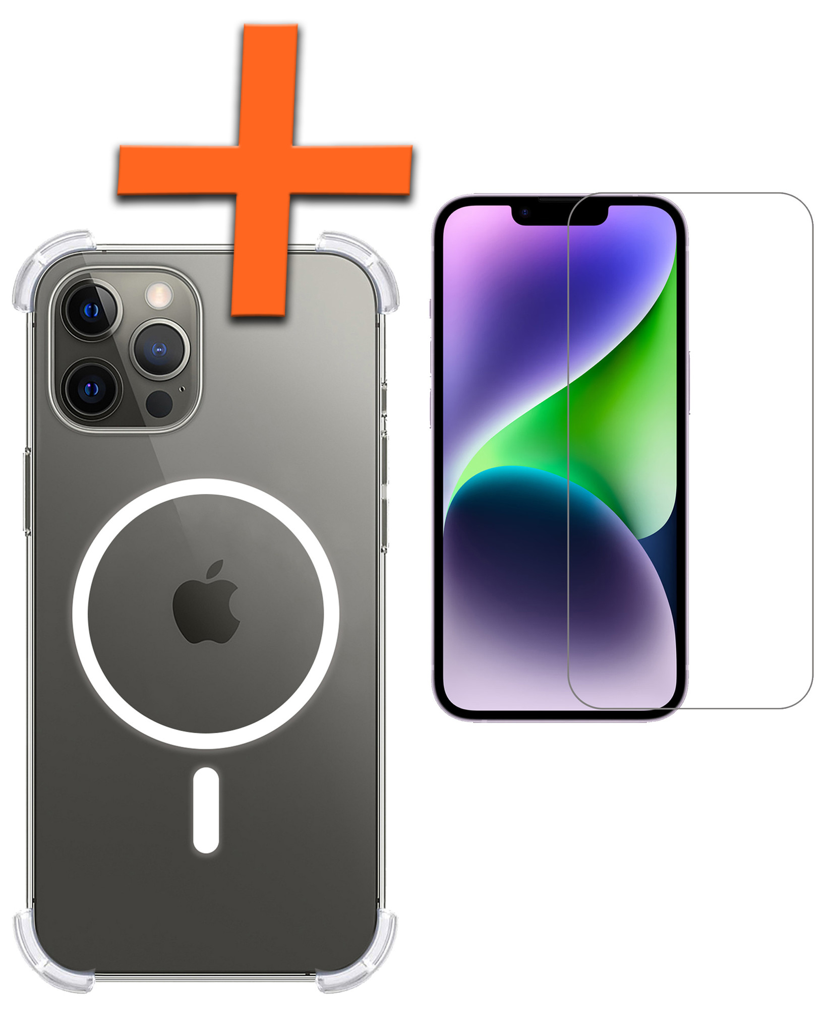 Nomfy Hoesje Geschikt voor iPhone 14 Pro Max Hoes Geschikt voor Magsafe Shock Proof Cover Case Shockproof Transparant Met Screenprotector - Hoesje Geschikt voor iPhone 14 Pro Max Hoes Back Case Magsafe