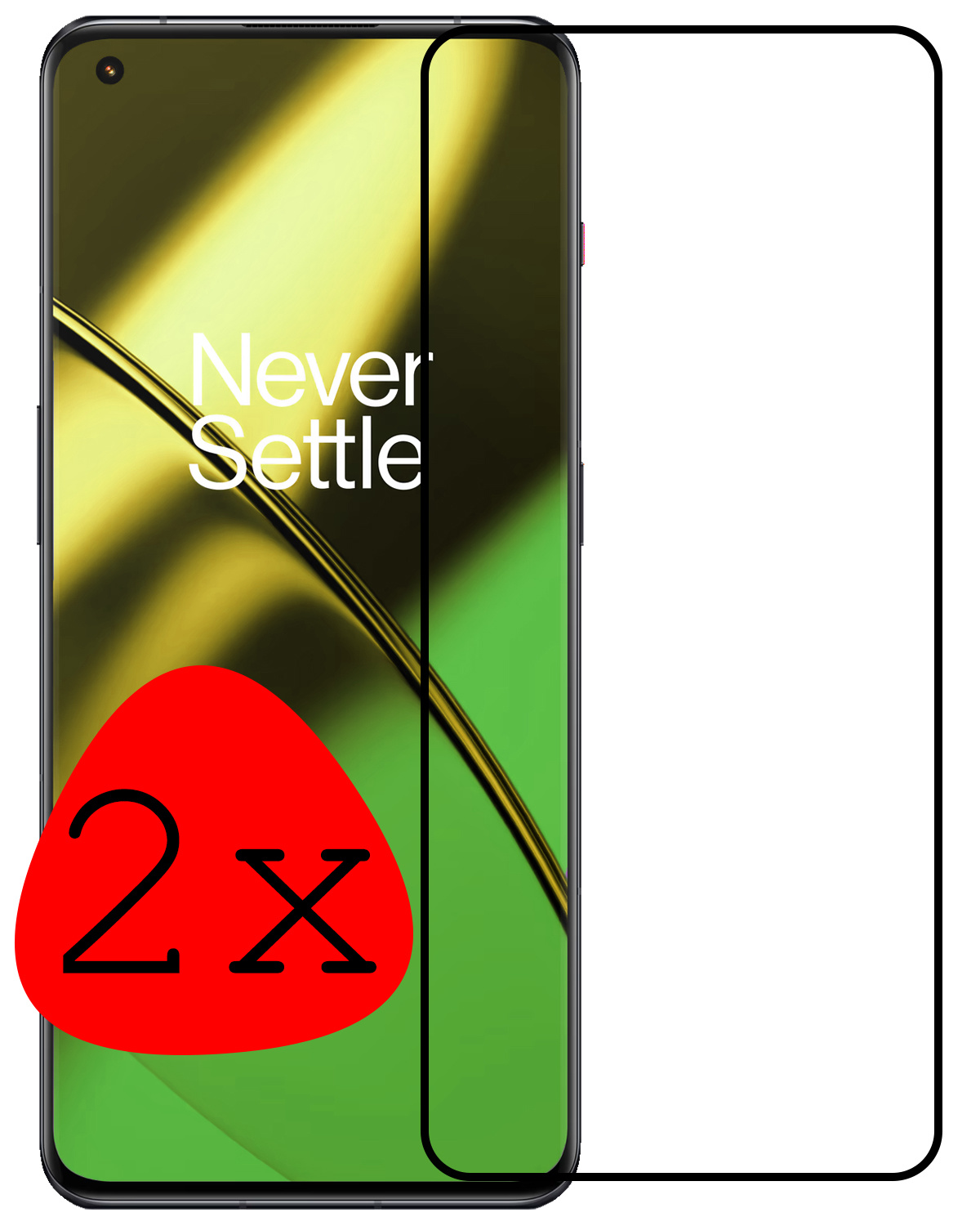 OnePlus 11 Screenprotector Tempered Glass Full Cover - OnePlus 11 Beschermglas Screen Protector Glas - 2 Stuks