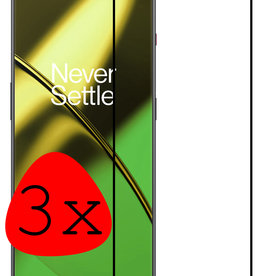 BASEY. OnePlus 11 Screenprotector Glas Full Cover - 3 PACK