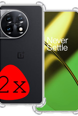 BASEY. Hoes Geschikt voor OnePlus 11 Hoesje Shock Proof Case Hoes Siliconen - Hoesje Geschikt voor OnePlus 11 Hoes Cover Shockproof - Transparant - 2 Stuks
