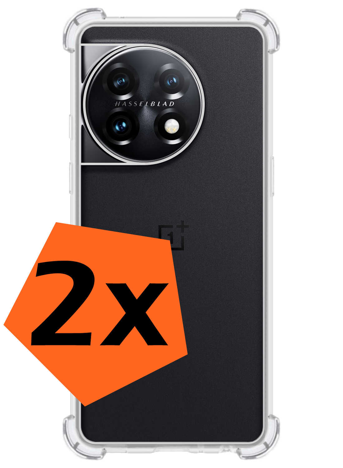 Nomfy Hoesje Geschikt voor OnePlus 11 Hoesje Shock Proof Cover Case Shockproof - Hoes Geschikt voor OnePlus 11 Hoes Siliconen Back Case - Transparant - 2 PACK