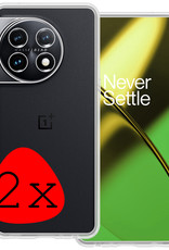 BASEY. Hoes Geschikt voor OnePlus 11 Hoesje Siliconen Back Cover Case - Hoesje Geschikt voor OnePlus 11 Hoes Cover Hoesje - Transparant - 2 Stuks