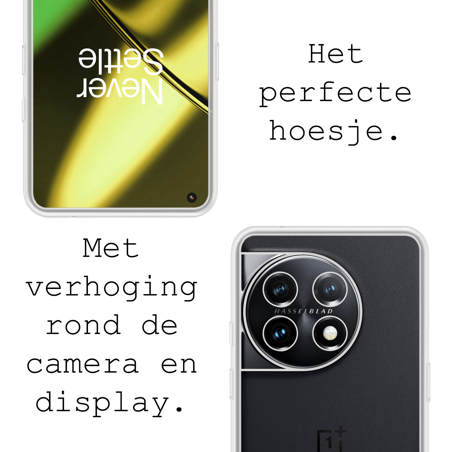 BASEY. Hoes Geschikt voor OnePlus 11 Hoesje Siliconen Back Cover Case - Hoesje Geschikt voor OnePlus 11 Hoes Cover Hoesje - Transparant - 2 Stuks