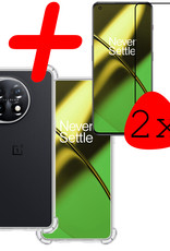 BASEY. Hoes Geschikt voor OnePlus 11 Hoesje Shock Proof Case Hoes Siliconen Met 2x Screenprotector - Hoesje Geschikt voor OnePlus 11 Hoes Cover Shockproof - Transparant